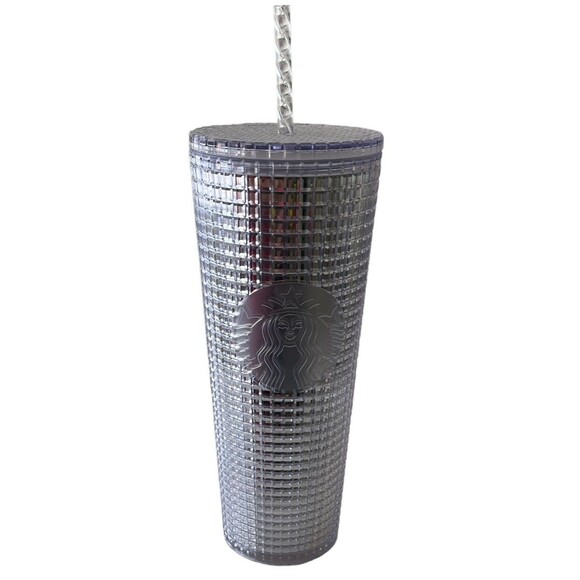 Starbucks 2020 Holiday Platinum Grid Disco Cold Cup Tumbler 24Oz New - Picture 1 of 4